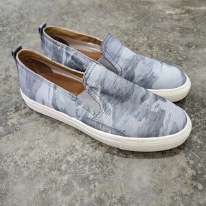 Soludos Algarve Slip On Sneakers Sz 10/ Blue & Gray Camo New *Flawed, Mark*